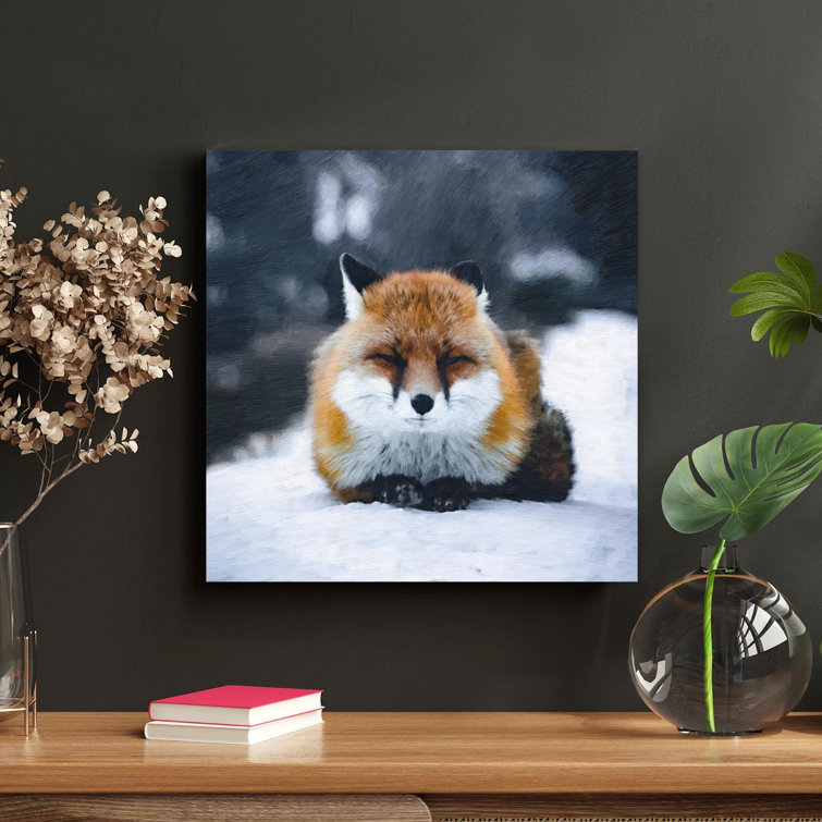 Millwood Pines A Sleeping Fox On Snow Ground On Canvas Print - Wayfair